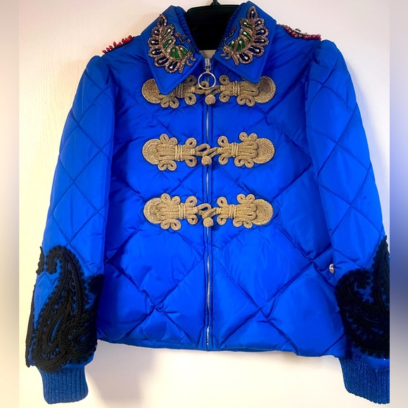 RARE Couture Runway Gucci Embellished Quilted Puffer Bomber Jacket Coat -Sz 40 - Picture 3 of 14